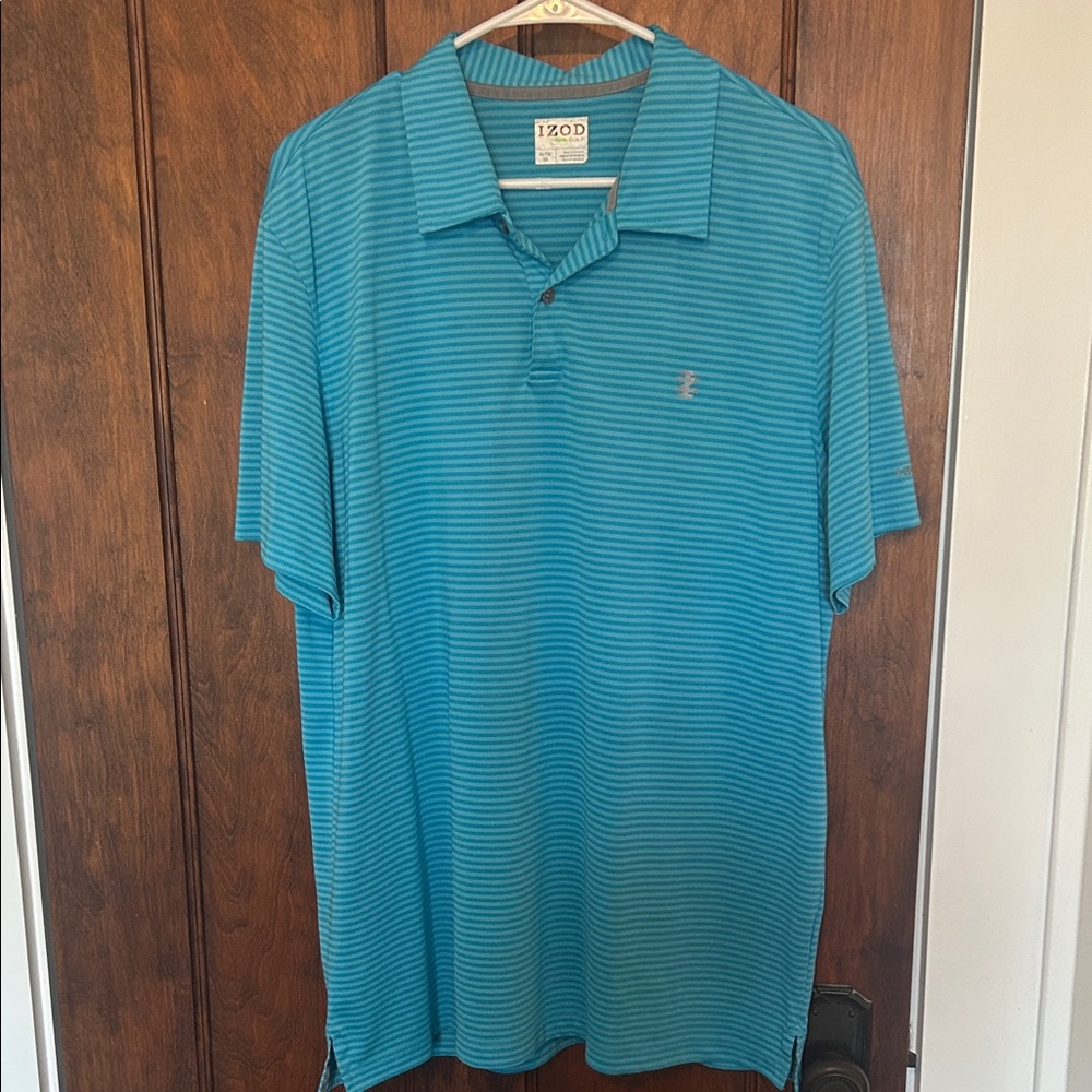 Izod Men's Blue Striped Polo Shirt